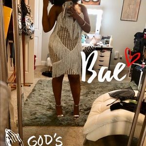 Silver and nude dress